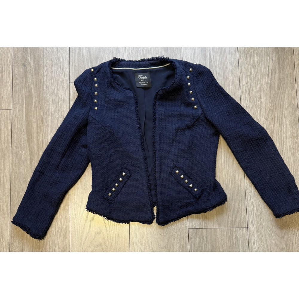 Zara Navy Blue Blazer with Stud Accents